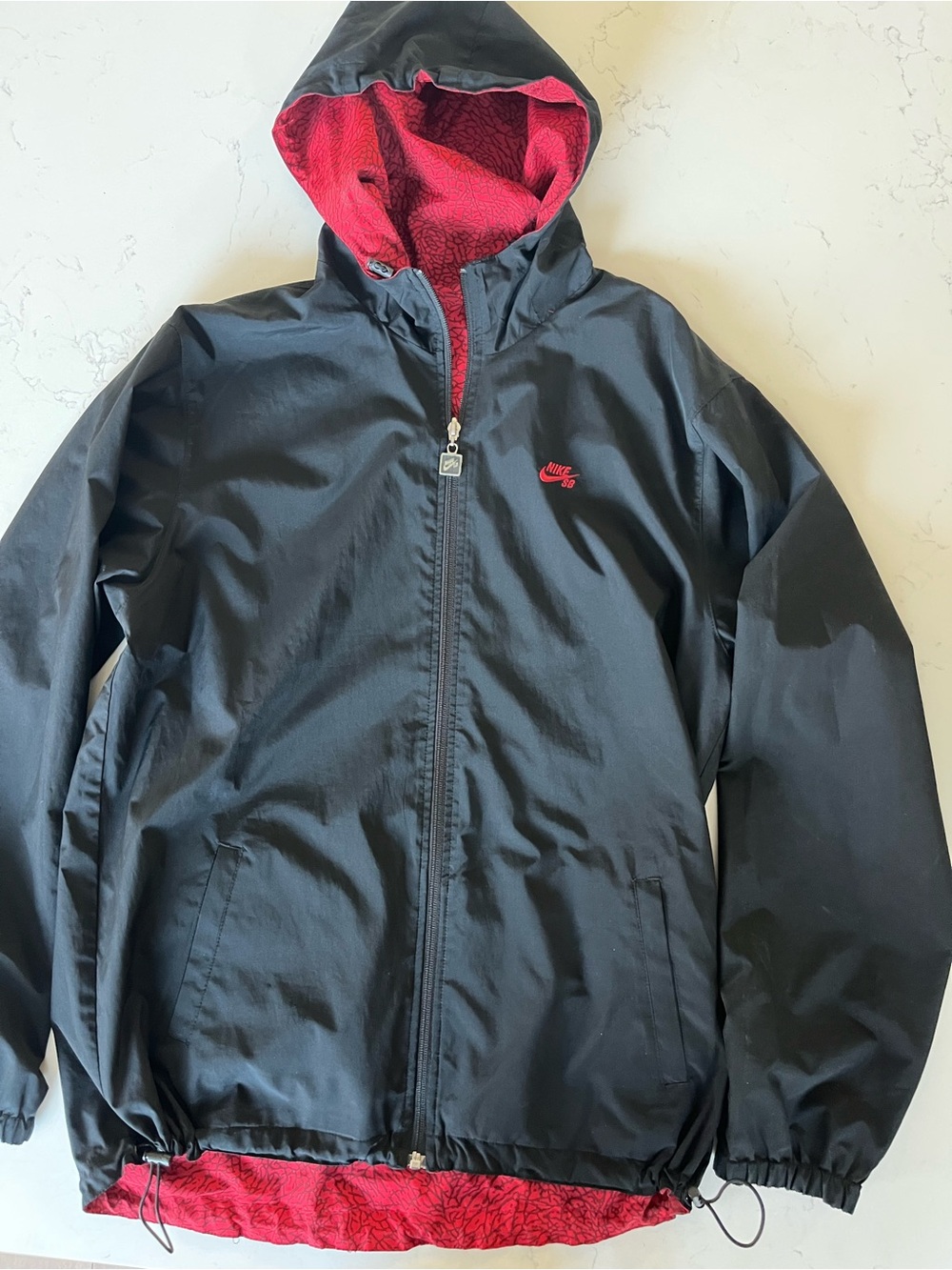 Nike SB Reversible Black and Res Hooded Raincoat